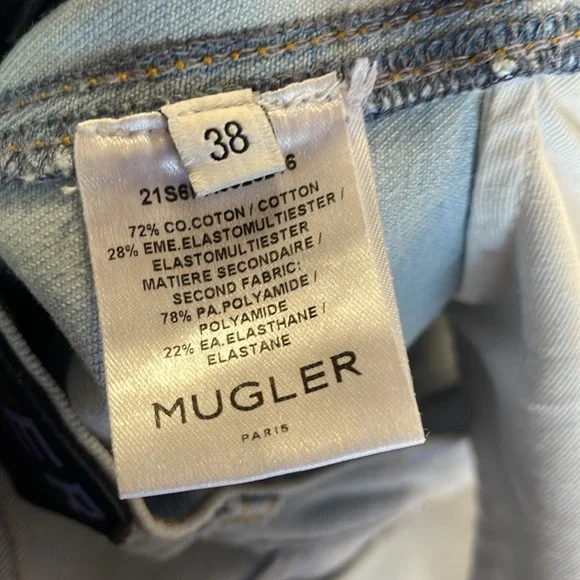 MUGLER Women's Spiral Twist Panelled High-Waist Jeans Size 38 In Blue